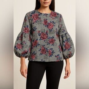 Alfani Floral Bubble Sleeve Jacquard Jacket – Size L